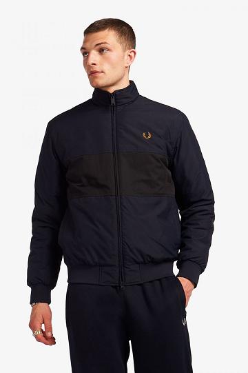 Fred Perry Colour Block Pehmustettu Brentham Miesten Takki Laivastonsininen | FI 1865HAPK